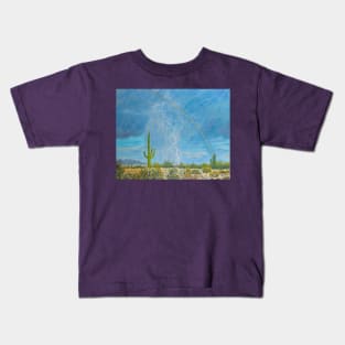 The rainbow and lightning in Arizona desert Kids T-Shirt